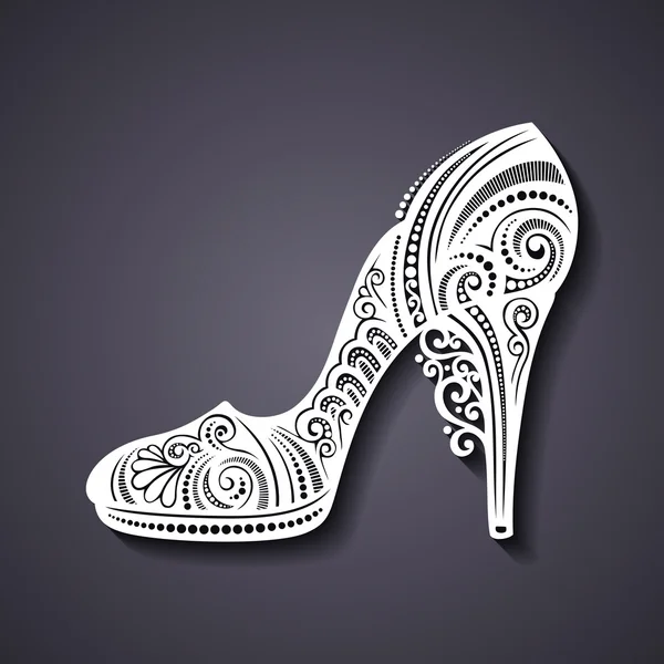 Sapato Decorativo Ornado Feminino — Vetor de Stock
