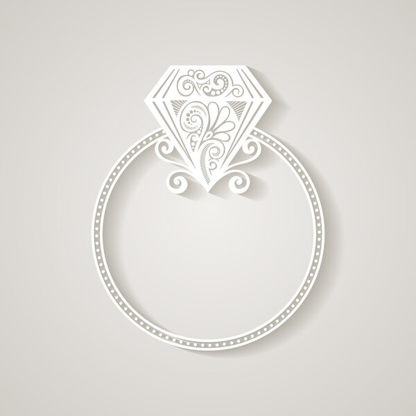 Векторное обручальное кольцо с бриллиантом
