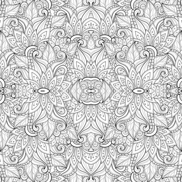 원활한 흑백 꽃 패턴 (벡터) — 스톡 벡터
