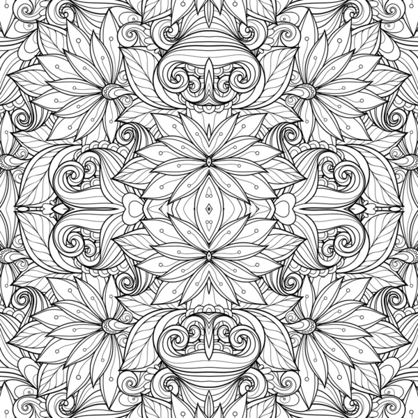 흑백 꽃 패턴 — 스톡 벡터