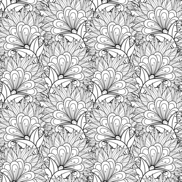 Patrón floral monocromo — Archivo Imágenes Vectoriales