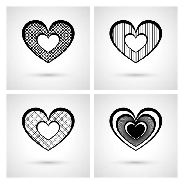 Conjunto de corazones — Vector de stock