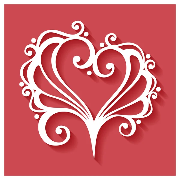 Deco Corazón floral sobre fondo rojo — Vector de stock