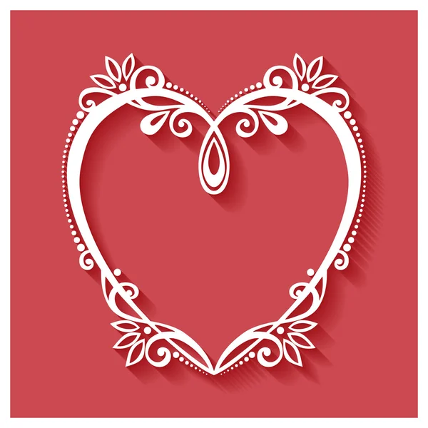 Цветочное сердце в стиле деко на красном фоне — стоковый вектор
