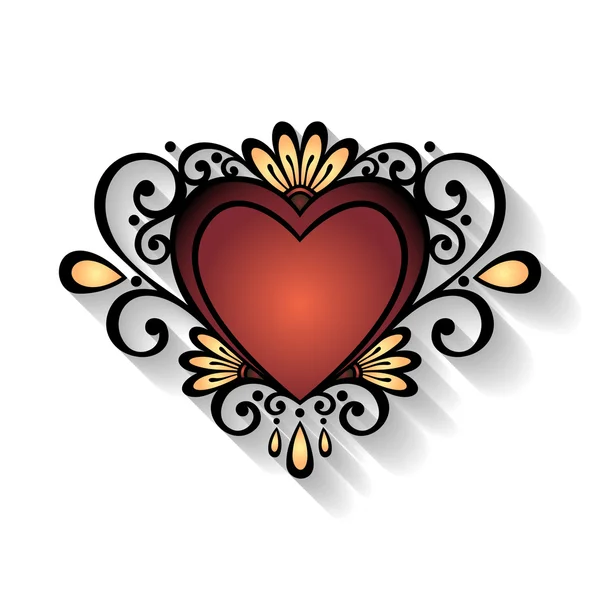 Deco Corazón floral — Vector de stock