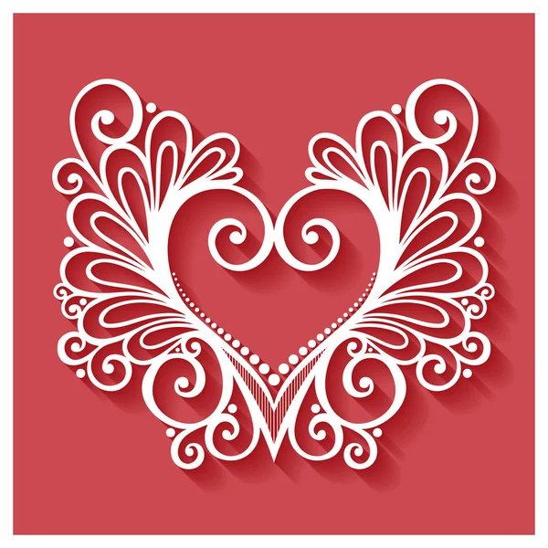Deco Floral Heart on Red Background — Stock Vector