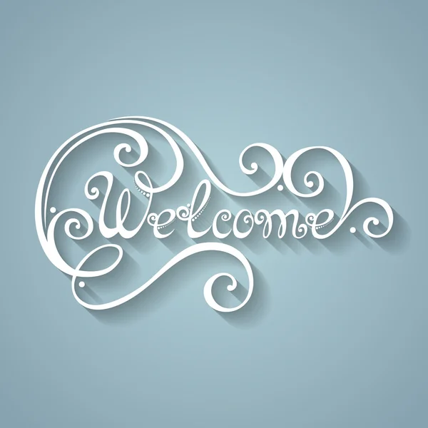 Welcome Inscription. Hand Drawn Lettering. — Stock Vector