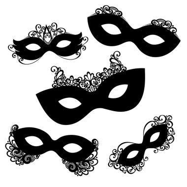 5 süslü maske şablonlar kümesi.
