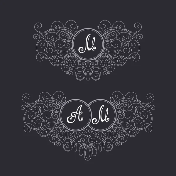 Vintage Template with Ornate Monogram. — Stock Vector