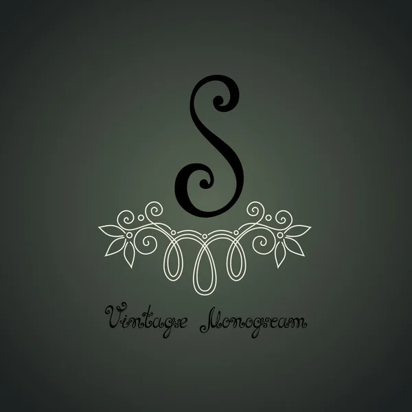 Vintage-Vorlage mit aufwendigem Monogramm. — Stockvektor