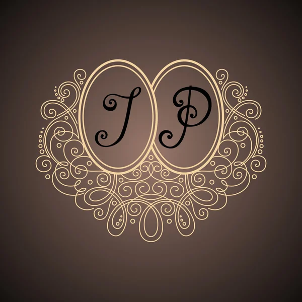 Vintage sjabloon met sierlijke Monogram. — Stockvector