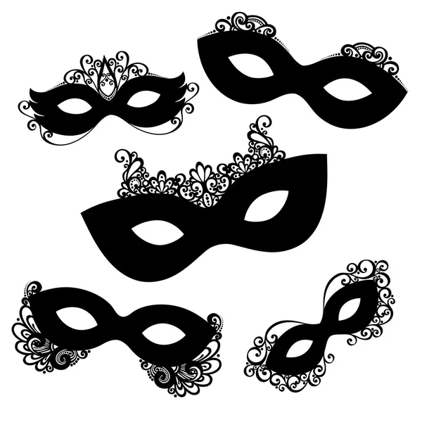 Set of 5 Ornate Mask Stencils. — Stock Vector