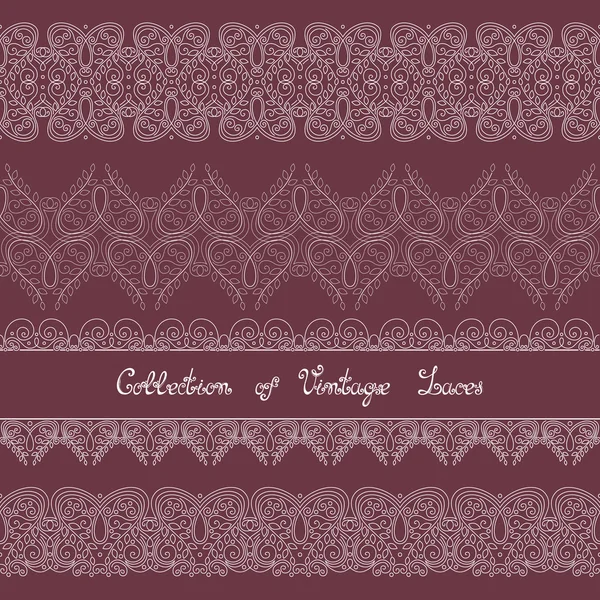 Set of Vintage Template with Ornate Laces — Stock Vector