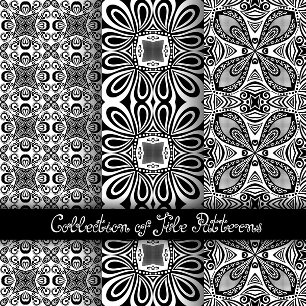 Set of 3 Seamless Vintage Patterns — Stock Vector