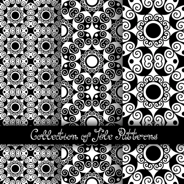 Set of 3 Seamless Vintage Patterns — Stock Vector