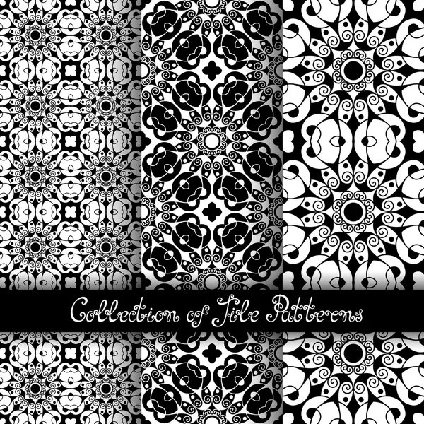 Set of 3 Seamless Vintage Patterns — Stock Vector