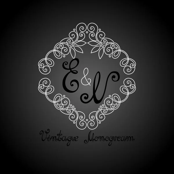 Vintage Template with Ornate Monogram — Stock Vector