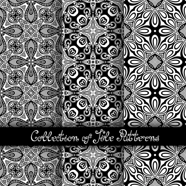 Set of 3 Seamless Vintage Pattern — стоковый вектор