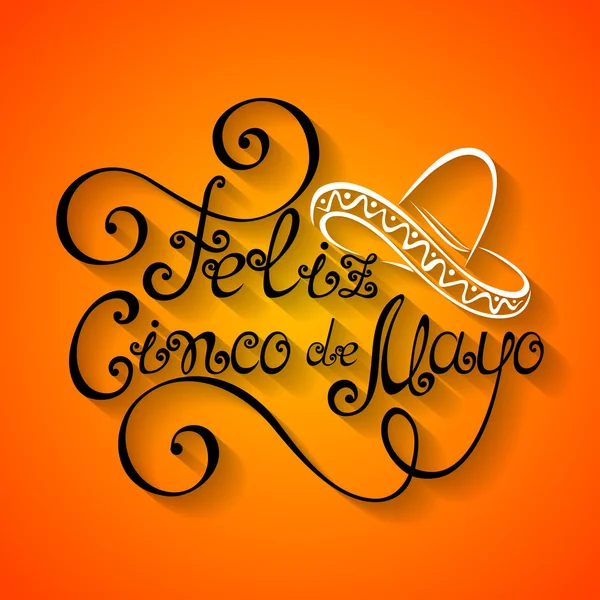 Cinco de Mayo Inscription with Sombrero — Stock Vector