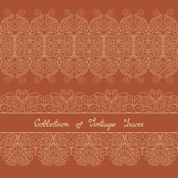 Set of Vintage Template with Ornate Laces — Stock Vector