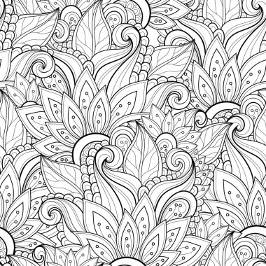Seamless Abstract monochrome floral Pattern