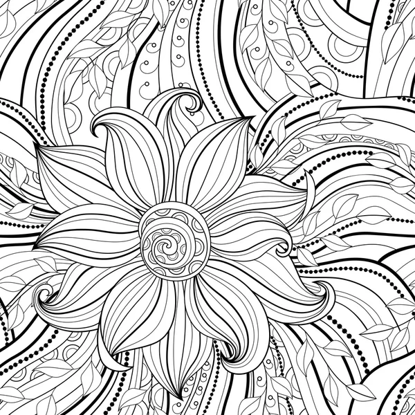 Seamless Abstract monochrome floral Pattern — Stock Vector