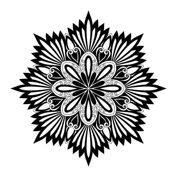 Mandala de contorno monocromático — Vetor de Stock