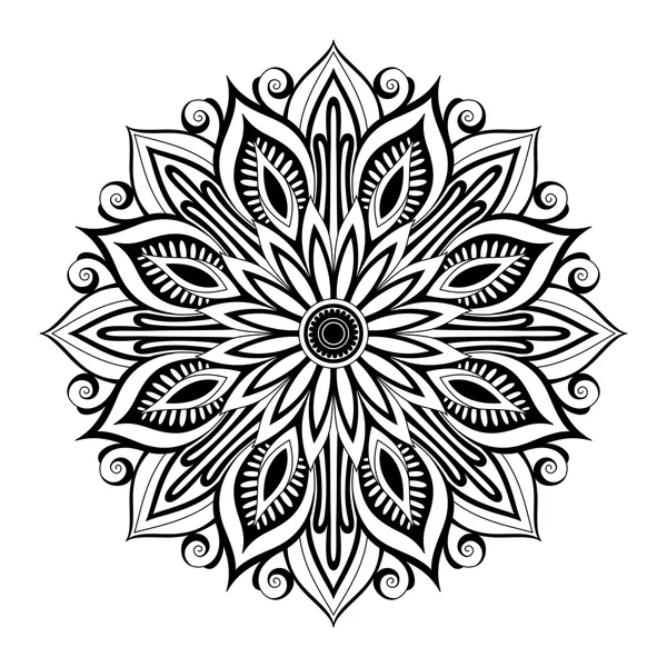 Mandala de contorno monocromo — Vector de stock