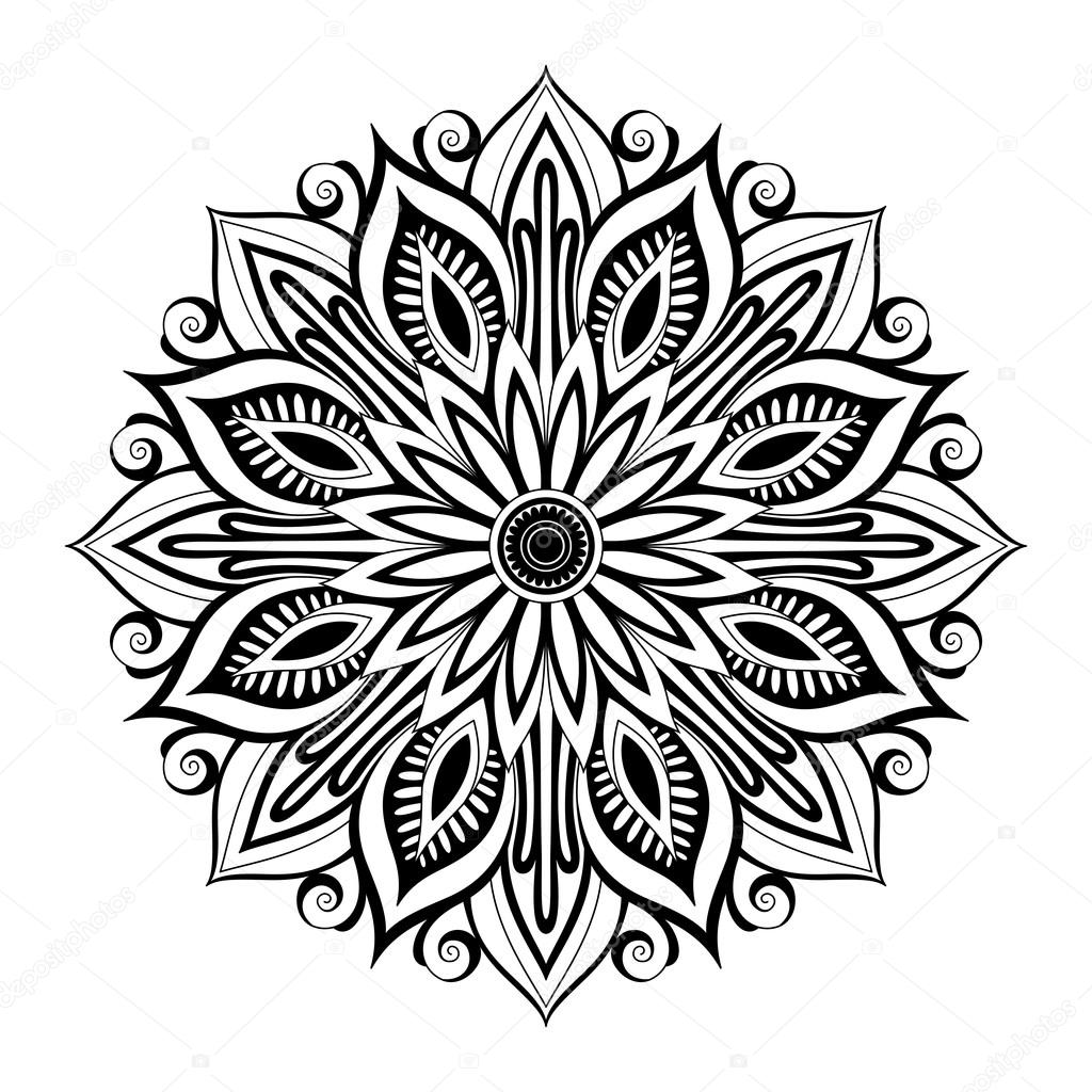 Vector beautiful Monochrome abstract mandala,patterned design, ethnic amulet