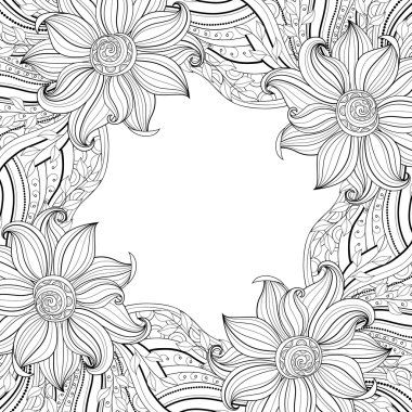 Seamless Abstract monochrome floral Pattern clipart