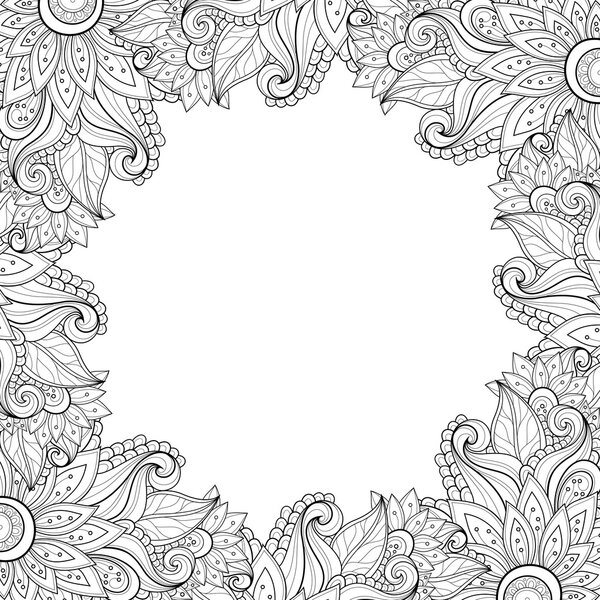 Бесшовный абстрактный монохромный цветочный узор
