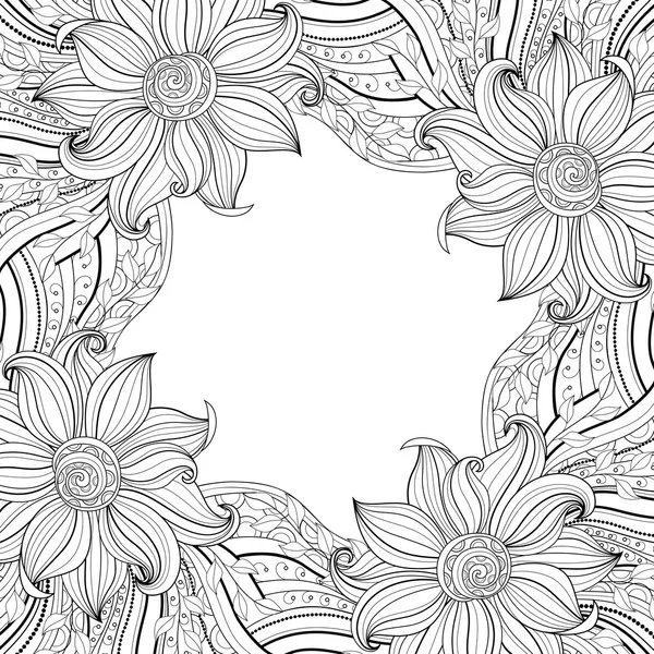 Patrón floral monocromo abstracto sin costuras — Archivo Imágenes Vectoriales