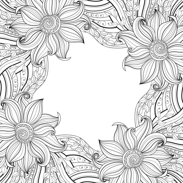 Бесшовный абстрактный монохромный цветочный узор
