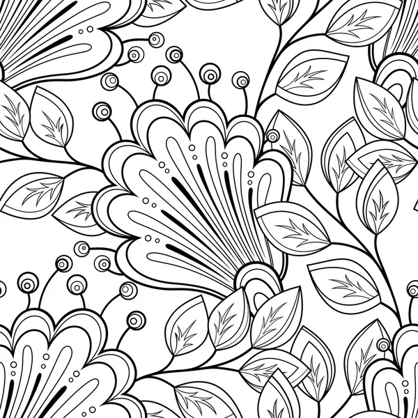 Patrón floral monocromo abstracto sin costuras — Archivo Imágenes Vectoriales