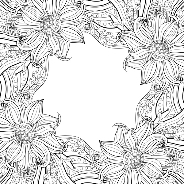 无缝抽象单色花卉图案 免版税图库矢量图片