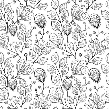 Sorunsuz soyut tek renkli çiçek desenli