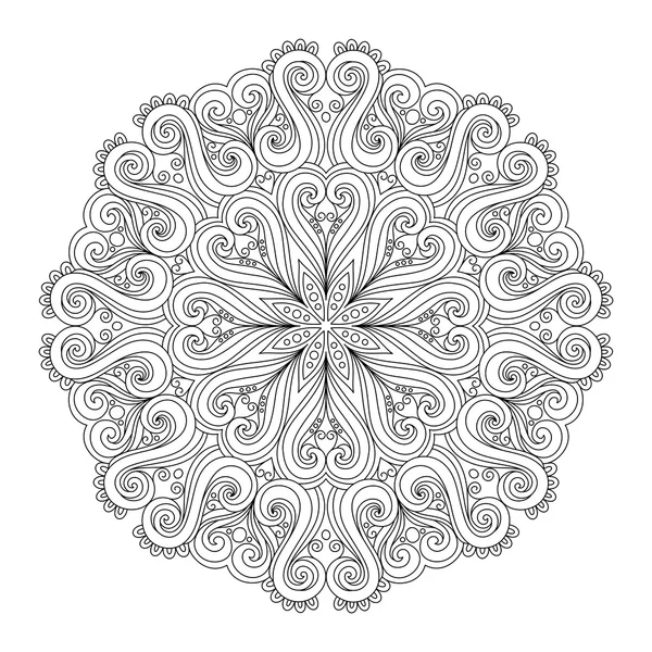 Mandala de contorno monocromático — Vetor de Stock