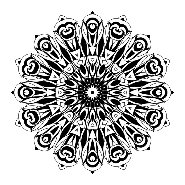 Mandala de contorno monocromo — Vector de stock