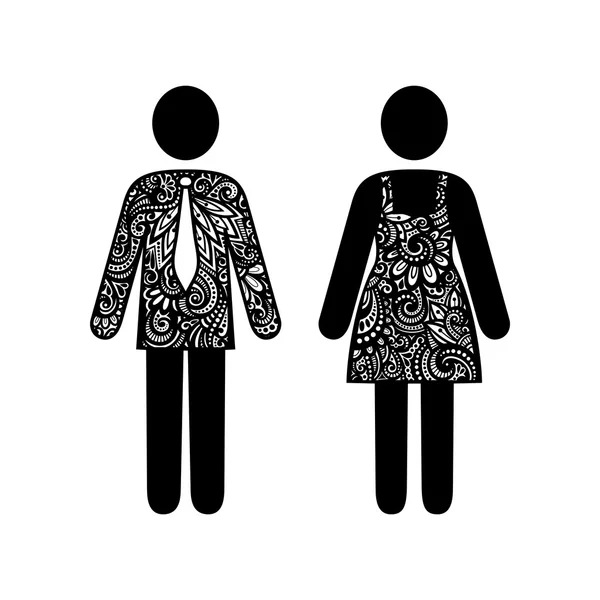 Verschnörkeltes Zeichen von Mann und Frau — Stockvektor