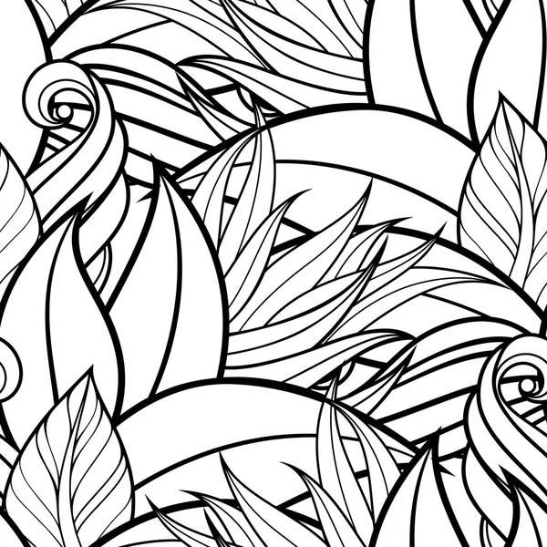 Padrão floral monocromático abstrato sem costura — Vetor de Stock