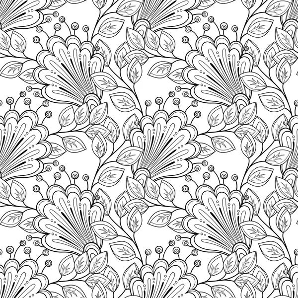 Patrón floral monocromo abstracto sin costuras — Vector de stock