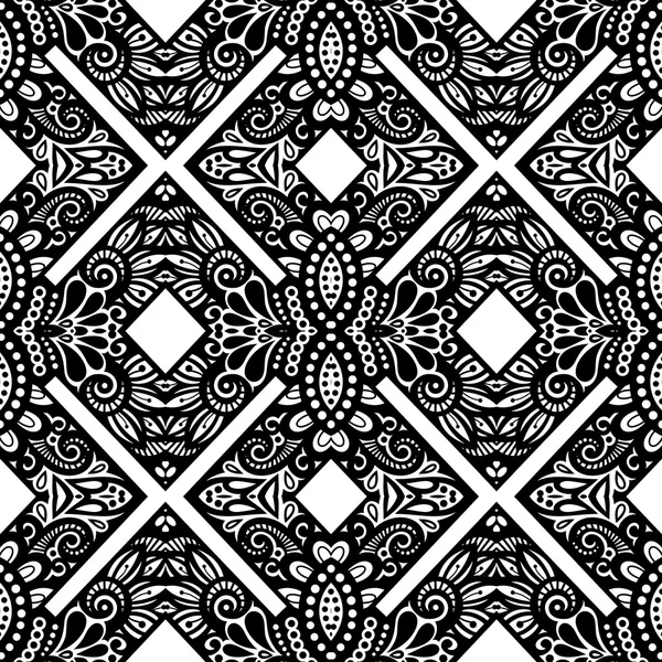 Inconsútil patrón tribal monocromo abstracto — Vector de stock