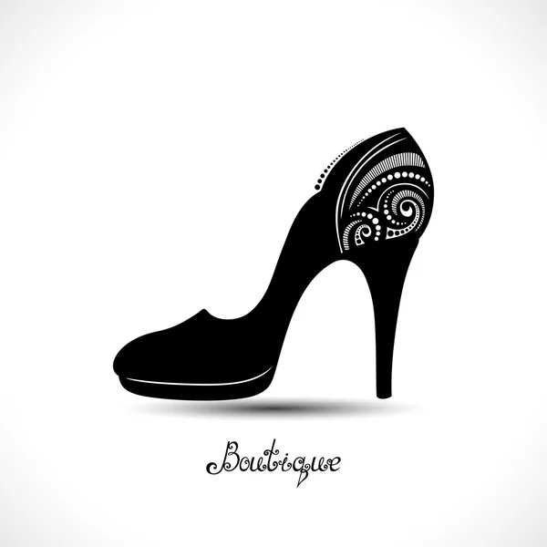 Zapato de mujer monocromo adornado — Archivo Imágenes Vectoriales