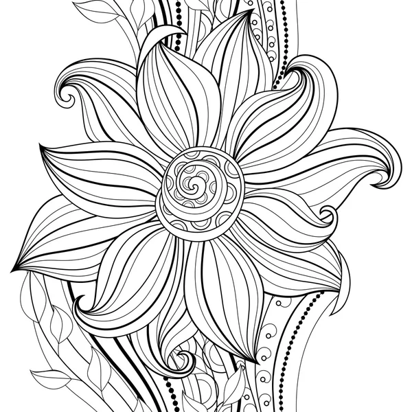 Naadloos Monochrome bloemenpatroon — Stockvector