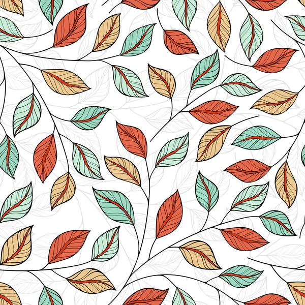 Colorful contour leaves pattern — Stock Vector