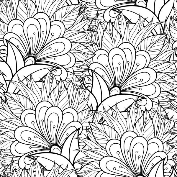 Seamless Monochrome Floral Pattern — Stock Vector