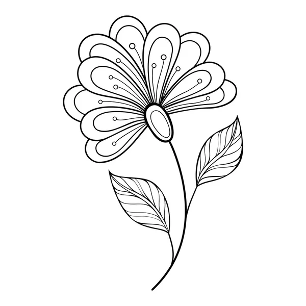 Beautiful monochrome contour flower — Stock Vector