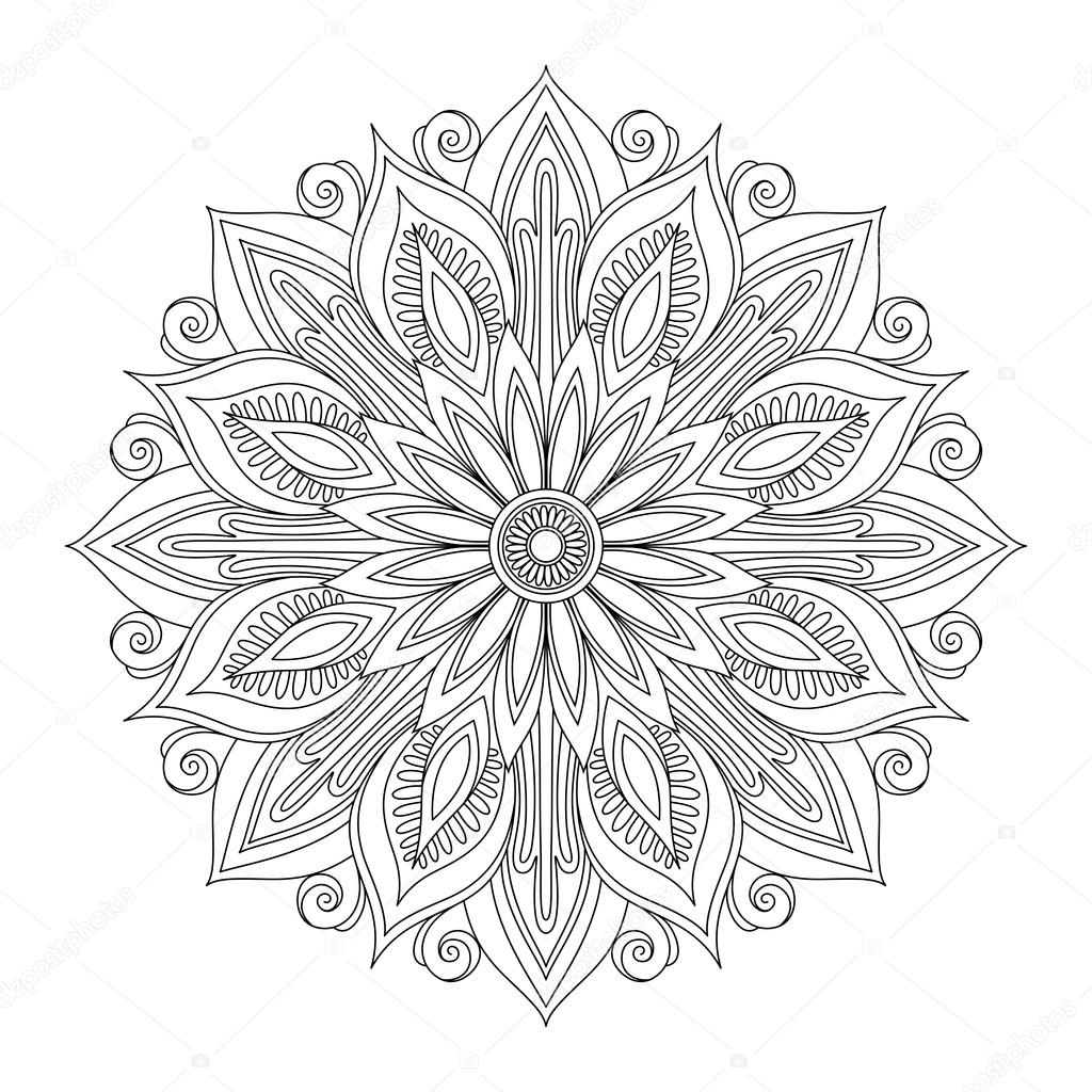 Monochrome contour mandala