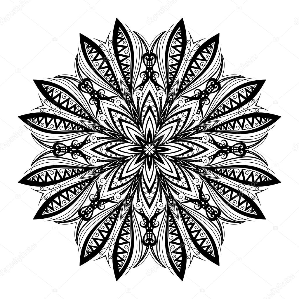 Vector beautiful Monochrome abstract mandala,patterned design, ethnic amulet