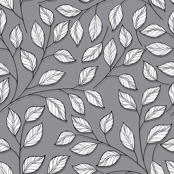 Seamless Abstract monochrome floral Pattern — Stock Vector